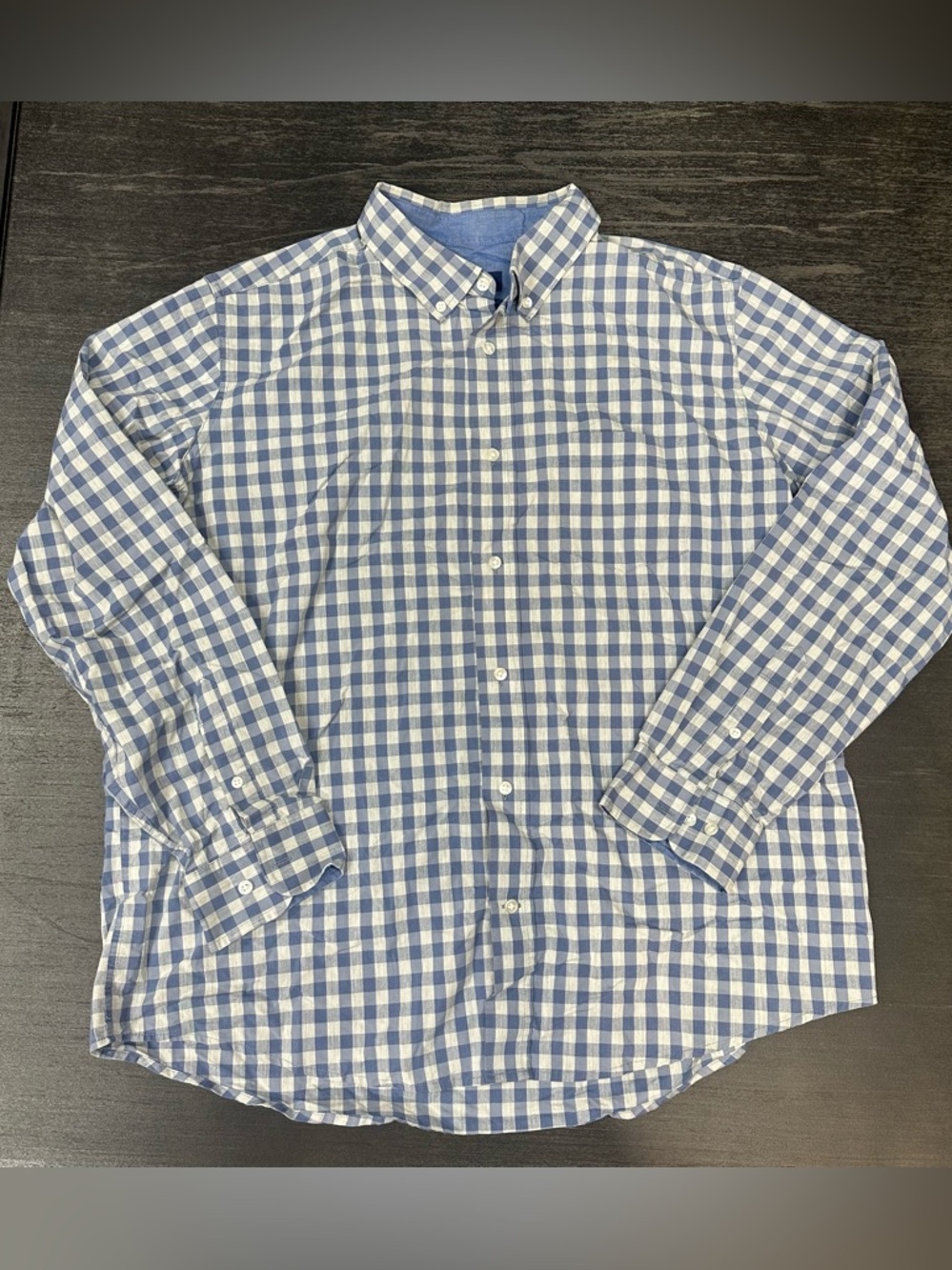 George Men’s Classic Fit Long Sleeve Button Up Blue Grey XL 46-48